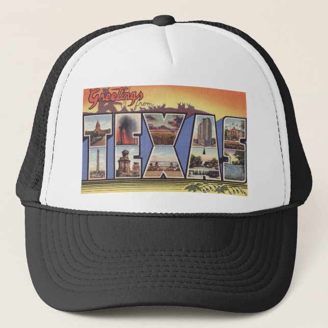Casquette Greetins de grand thème de cru de lettre du Texas (Devant)
