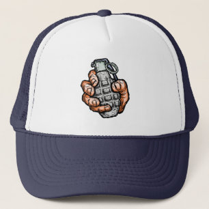 Casquette Grenade À La Main En Style Bande Dessinée