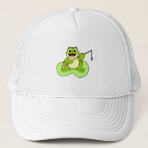 Casquette Grenouille à la pêche avec canne à pêche