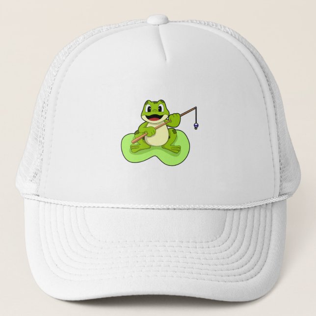 Casquette Grenouille à la pêche avec canne à pêche (Devant)