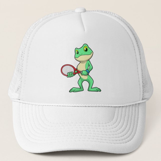 Casquette Grenouille au tennis avec raquette de tennis (Devant)