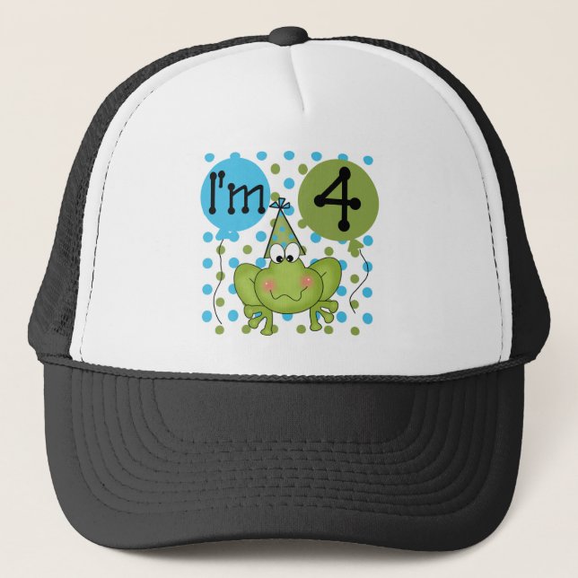 Casquette Grenouille bleue 4e anniversaire Tshirts et cadeau (Devant)