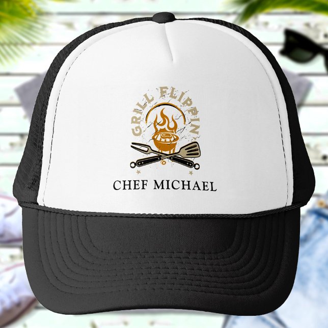 Casquette Grill Flippin Chef Nom personnalisé Texte personna (Créateur téléchargé)