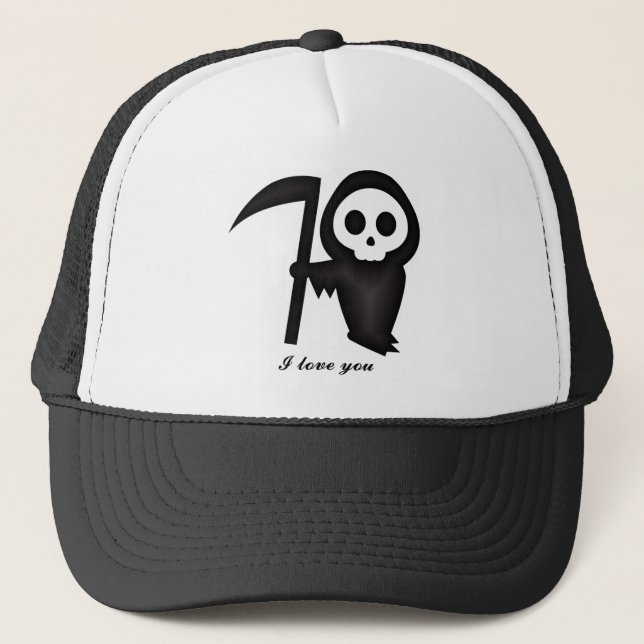 Casquette Grim Reaper Je t'aime Death Skeleton drôle (Devant)
