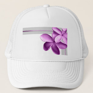 Casquette Gris et Plumeria d'aubergine