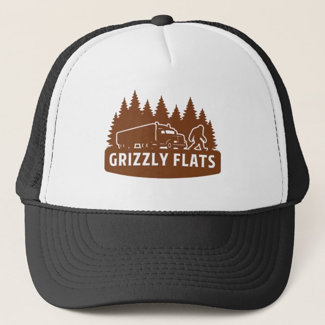 Casquette Grizzly flats Bigfoot Semi-Truck forest Silhouette (Devant)