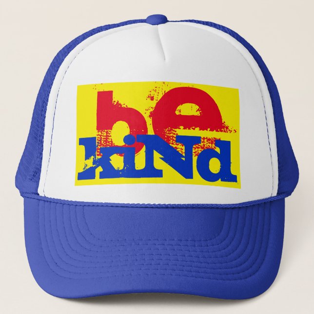 Casquette grunge coloré BE KIND lettrage | (Devant)