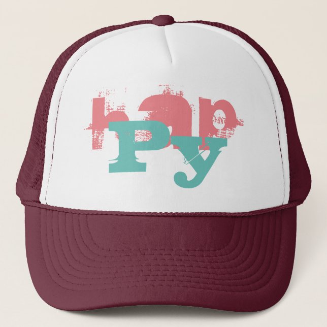 Casquette grunge coloré HAPPY lettering | (Devant)