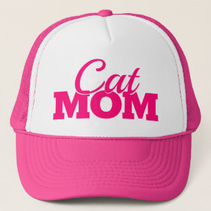 Casquette grunge rose et blanc CAT MOM lettrage