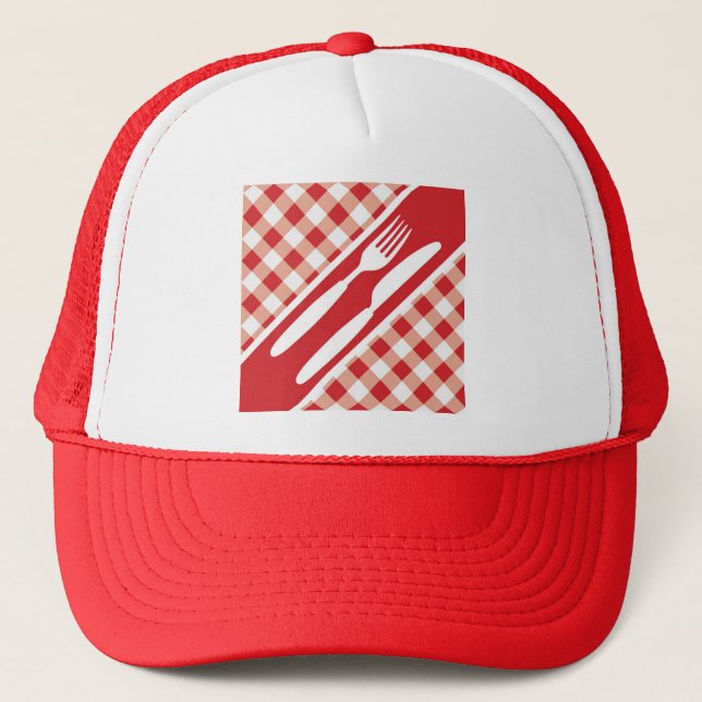 Casquette Guingan et couverts rouges (Devant)