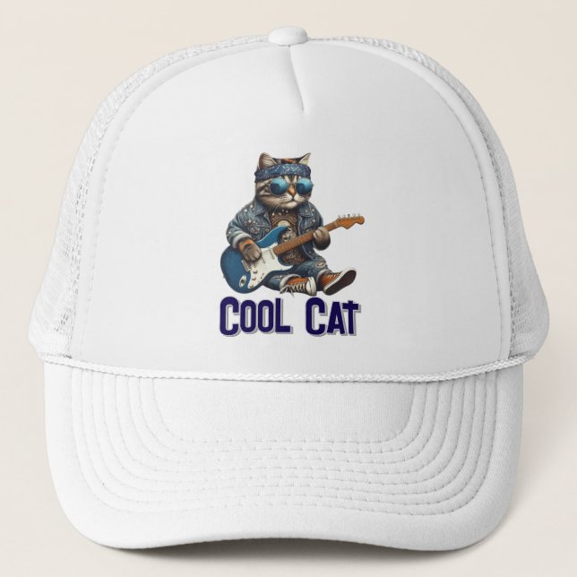 Casquette Guitare Jouer Chat - Vibes Kitty Cool (Devant)