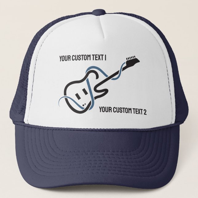 Casquette Guitare stylisée de texte personnalisé (Devant)