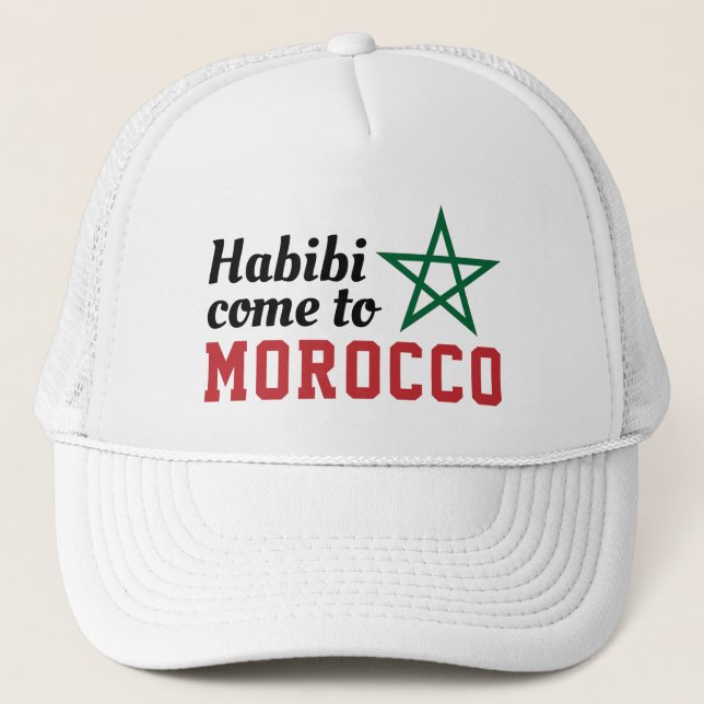 Casquette Habibi Venez Au Maroc Drapeau Rouge Vert Étoile (Devant)