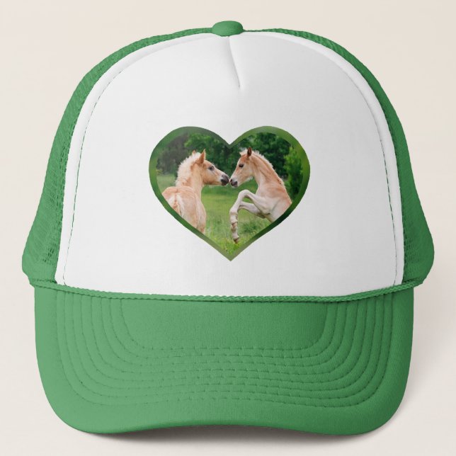 Casquette Haflinger Horses mignonne Drôle Foals amis Coeur (Devant)