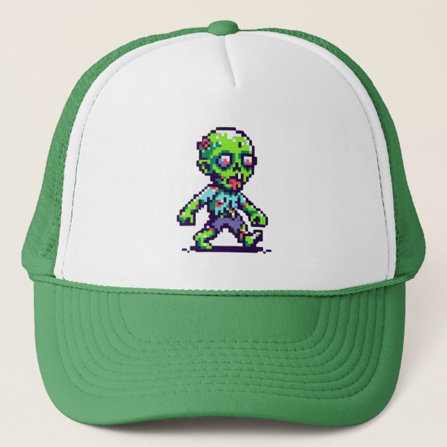 Casquette Halloween 8 bits drôle zombie (Devant)
