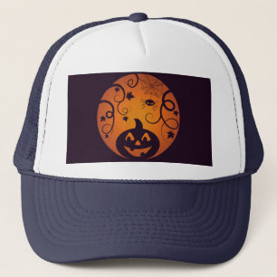 Casquette Halloween Jack-o'-lantern citrouille visage et ara