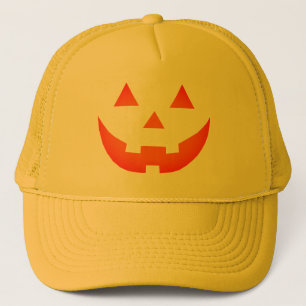 Casquette Halloween néon orange Jack-o'-lantern visage citro