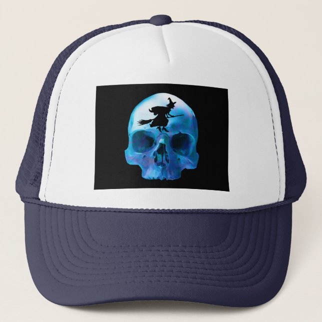 Casquette Halloween sorcière et crâne (Devant)