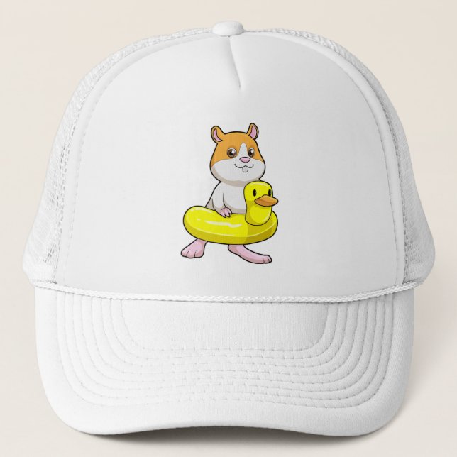 Casquette Hamster à la plage avec canard comme anneau de nag (Devant)