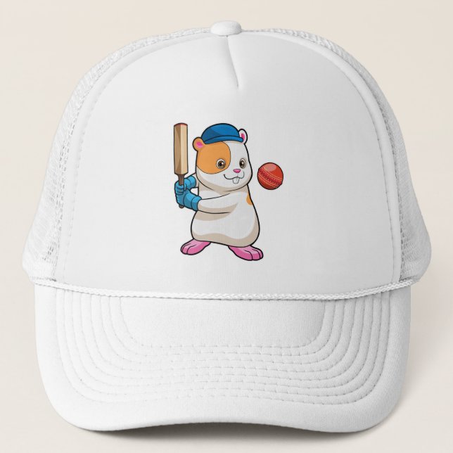 Casquette Hamster au cricket avec batte de cricket & Casquet (Devant)