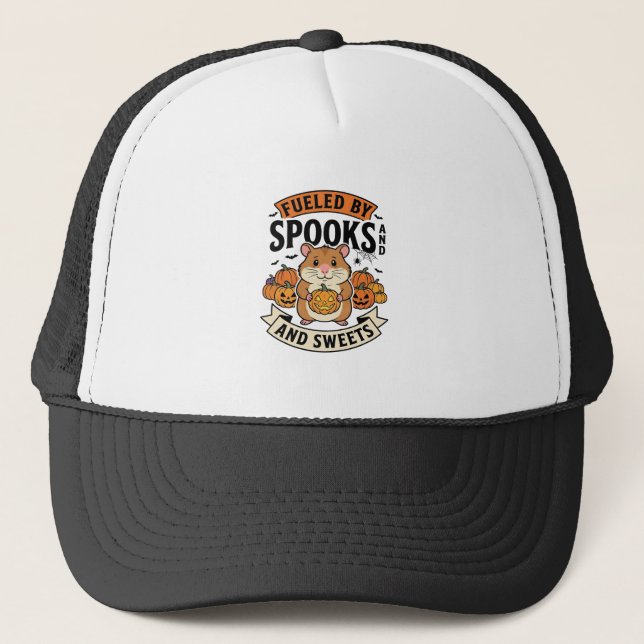Casquette Hamster d'Halloween Alimenté par les Fantômes Drôl (Devant)