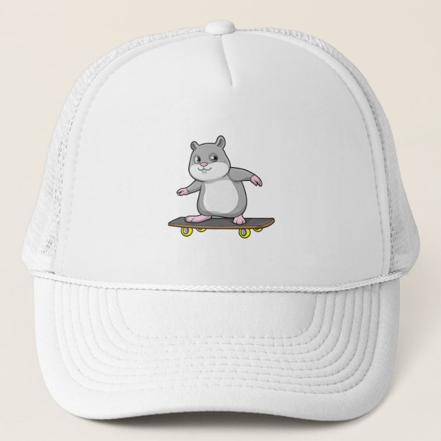 Casquette Hamster en patinage avec skateboard (Devant)