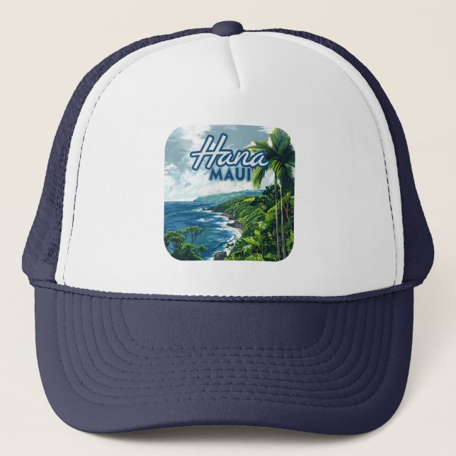 Casquette Hana Maui Hawaii Road à Hana Beach Coast Retro (Devant)