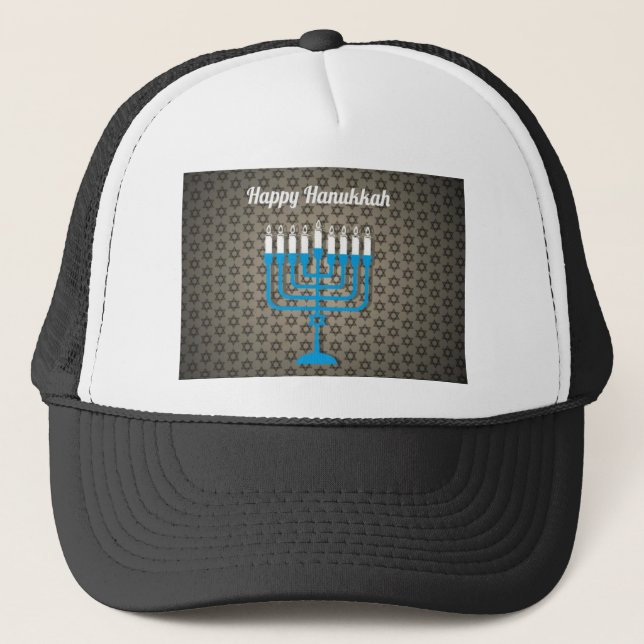 Casquette hanoukka noir heureux (Devant)