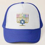 Casquette Hanukkah Rainbow Candles Gold Menorah<br><div class="desc">You are viewing The Lee Hiller Designs Collection of Home and Office Decor,  Apparel,  Gifts and Collectibles. The Designs include Lee Hiller Photography and Mixed Media Digital Art Collection. You can view her Nature photography at http://HikeOurPlanet.com/ and follow her hiking blog within Hot Springs National Park.</div>