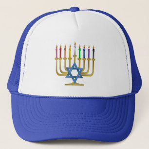 Casquette Hanukkah Rainbow Candles Gold Menorah