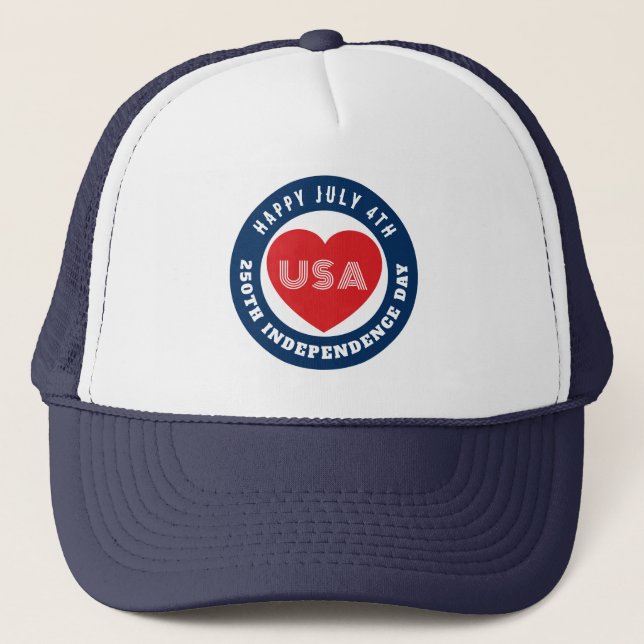 Casquette Happy 250th Independence Day July 4th Love USA (Devant)