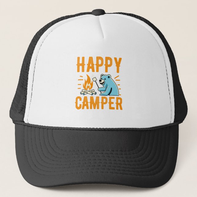 Casquette Happy Camper Bear - Campi de Randonnée de vacances (Devant)