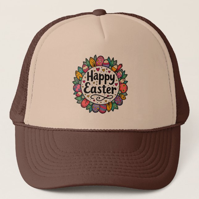 Casquette Happy Easter – Decorative Floral Frame - boné (Devant)