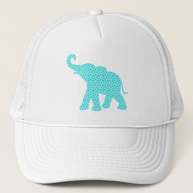 Casquette Happy Elephant-Art Motif vert moderne (Devant)
