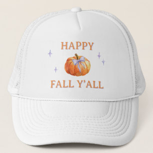 Casquette Happy Fall Y’all Citrouille Bow Femme mignonne