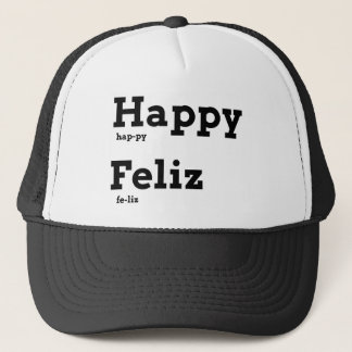Casquette Happy Feliz Education Fashion Language Flashcard