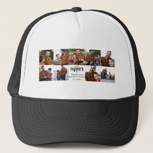 Casquette Happy Fête des pères Custom Photo Trucker Chapeau (Devant)