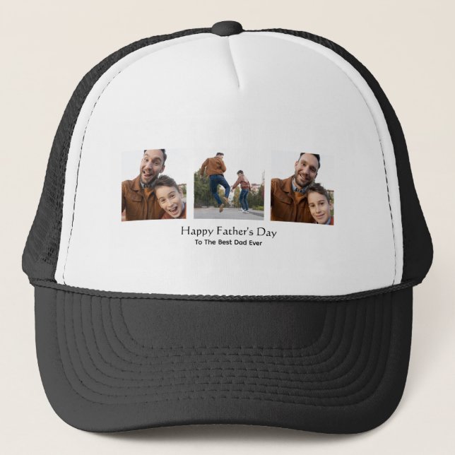 Casquette Happy Fête des pères Custom Photo Trucker Chapeau (Devant)