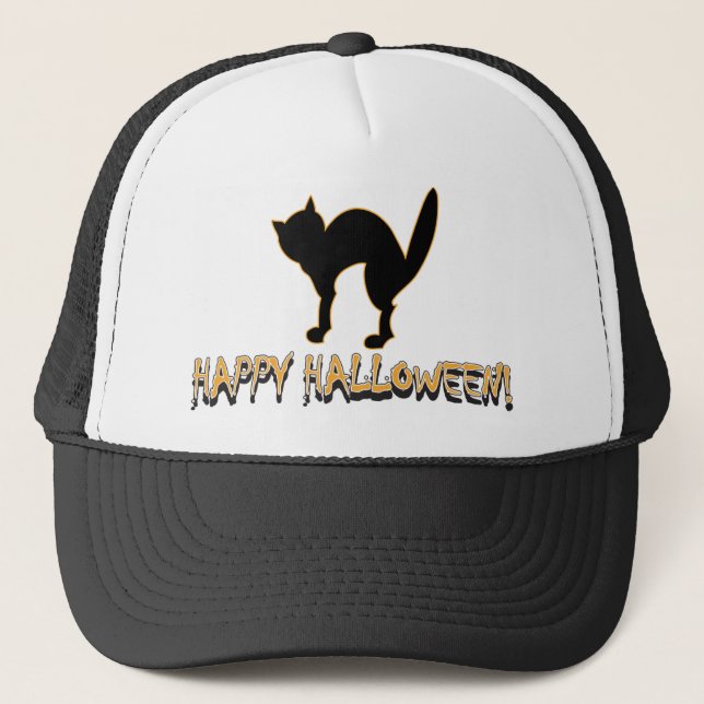 Casquette Happy Halloween Chat noir (Devant)