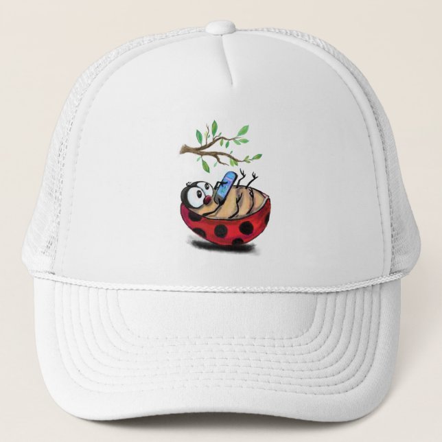 Casquette Happy Little Ladybug avec téléphone - Dessin de de (Devant)