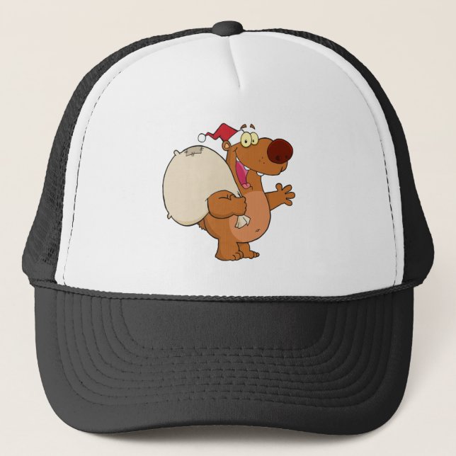 Casquette Happy Père Noël Bear, Salutation (Devant)
