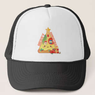 Casquette Happy Pizza Christmas Tree - Style dessin animé