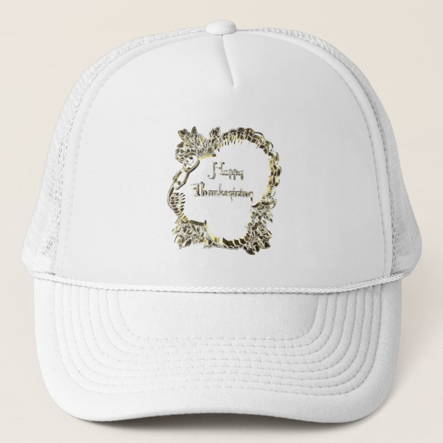 Casquette Happy thanksgiving Typografy Golden Turkey (Devant)