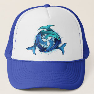 Casquette Harmonie Aqua : Trinité des poissons entrelacés