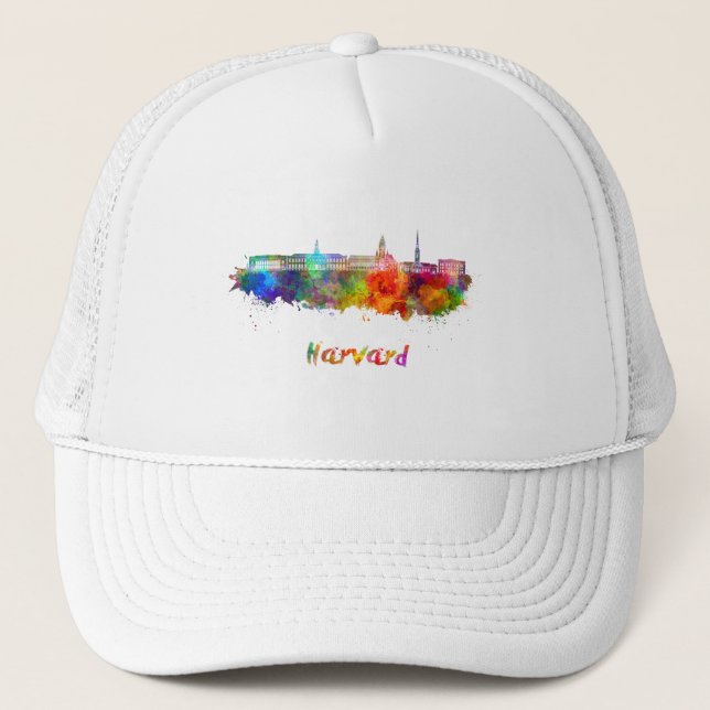 Casquette Harvard skyline in watercolor (Devant)
