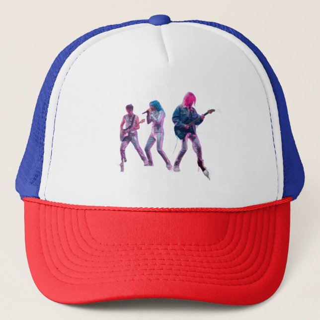 Casquette Hat Neon Synth Rock Band Retro Concert Trucker Hat (Devant)