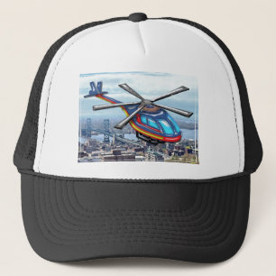 Casquette Haut hélicoptère de vol au-dessus des routes