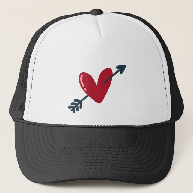 Casquette Heart With Arrow Valentine Minimal T-Shirt (Devant)