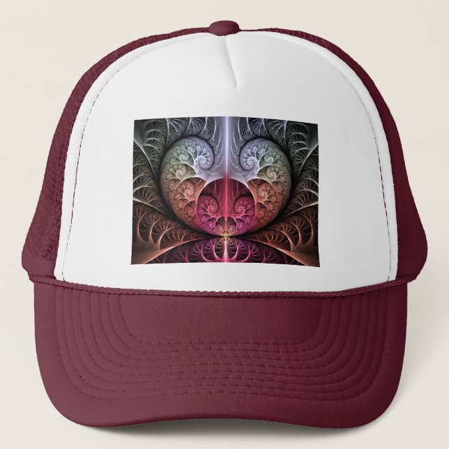 Casquette Heartbeat, Abstract Surreal Fantasy Fractal Art (Devant)