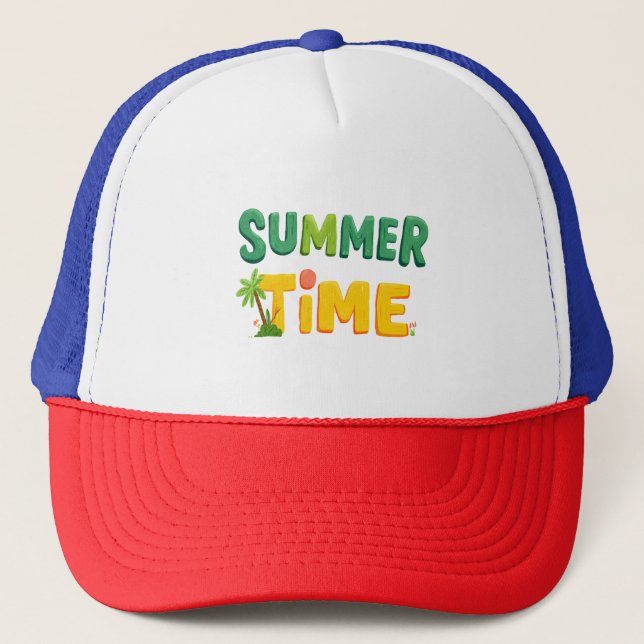Casquette Heure d'été - Heure d'été avec palmier et soleil (Devant)